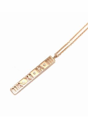 Tiffany & Co. Atlas Bar Pendant Necklace 18K Rose Gold with Diamonds